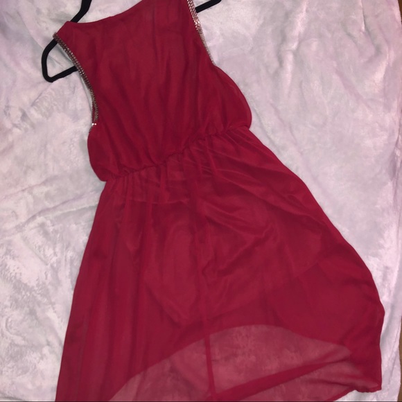 Burgundy high low dress - Picture 2 of 4